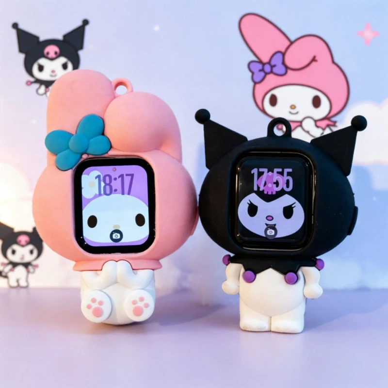 Funda Protectora de Silicona Kawaii Kuromi Melody para Apple Watch Series S11 10 9 8 7 6 5 4 SE3 2 1, Carcasa de Dibujos Animados con Cuerda, Regalos