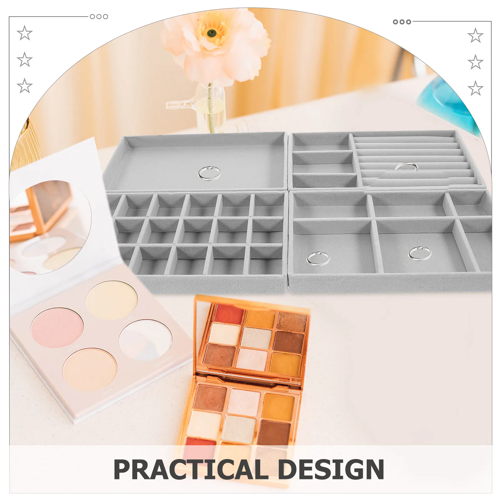 

4pcs Jewelry Organizer Tray Storage Box For Earrings Bracelets Necklaces Ring Holder Multi Compartment Jewelry Case Compact