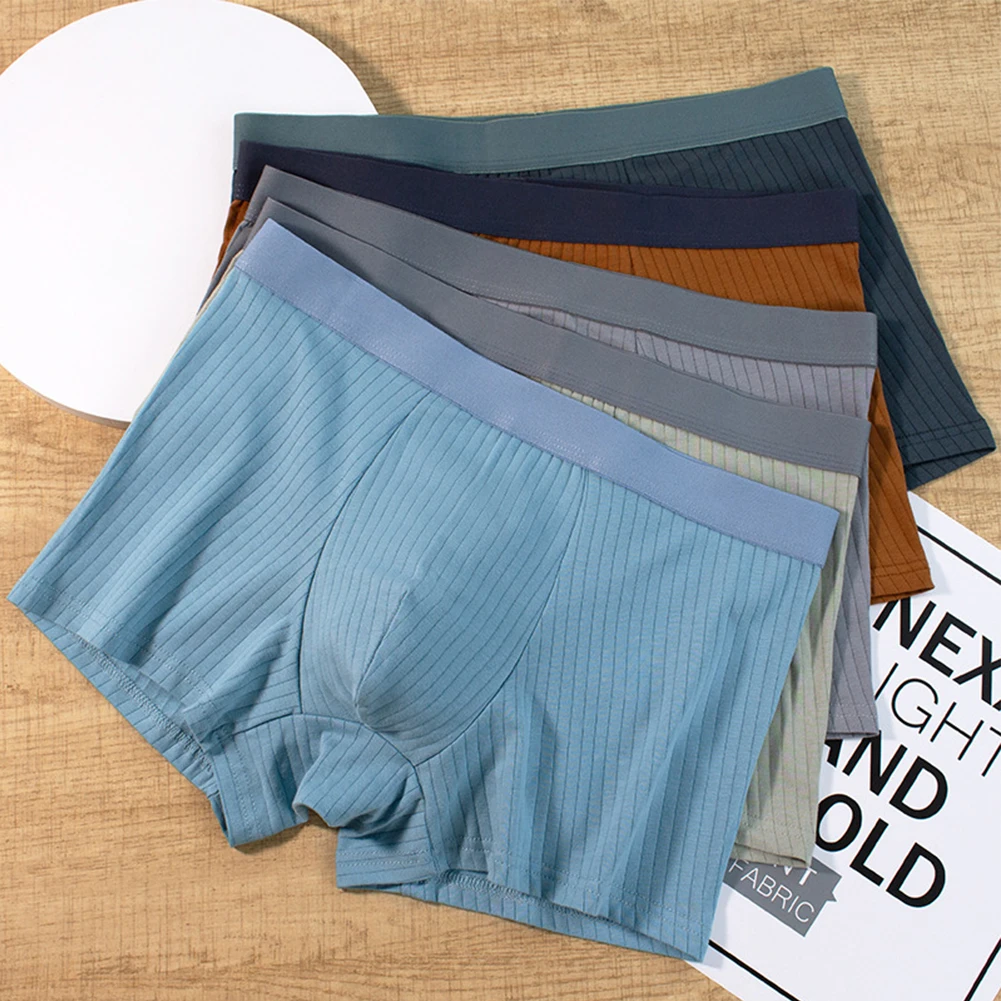 Breathable Boxer Briefs Elastic Trunks Perfect For Relaxing 95 Cotton Fabric Classic Theme Soft Material Solid Color Style