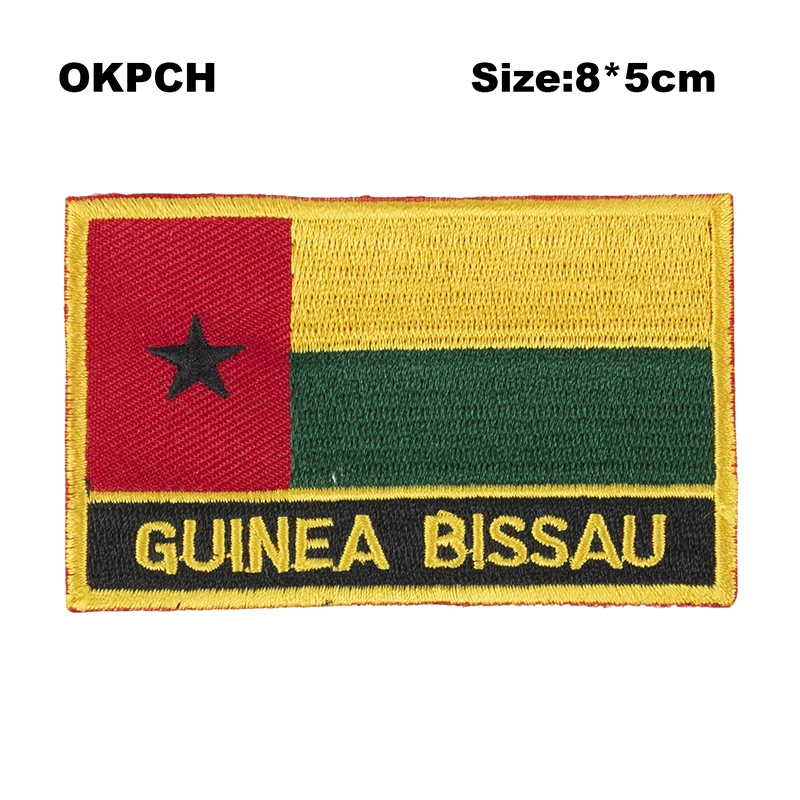 Guinea-Bissau Flag Embroidery Patches Iron on Saw on Transfer patches Sewing Applications for Clothes in Home&Garden