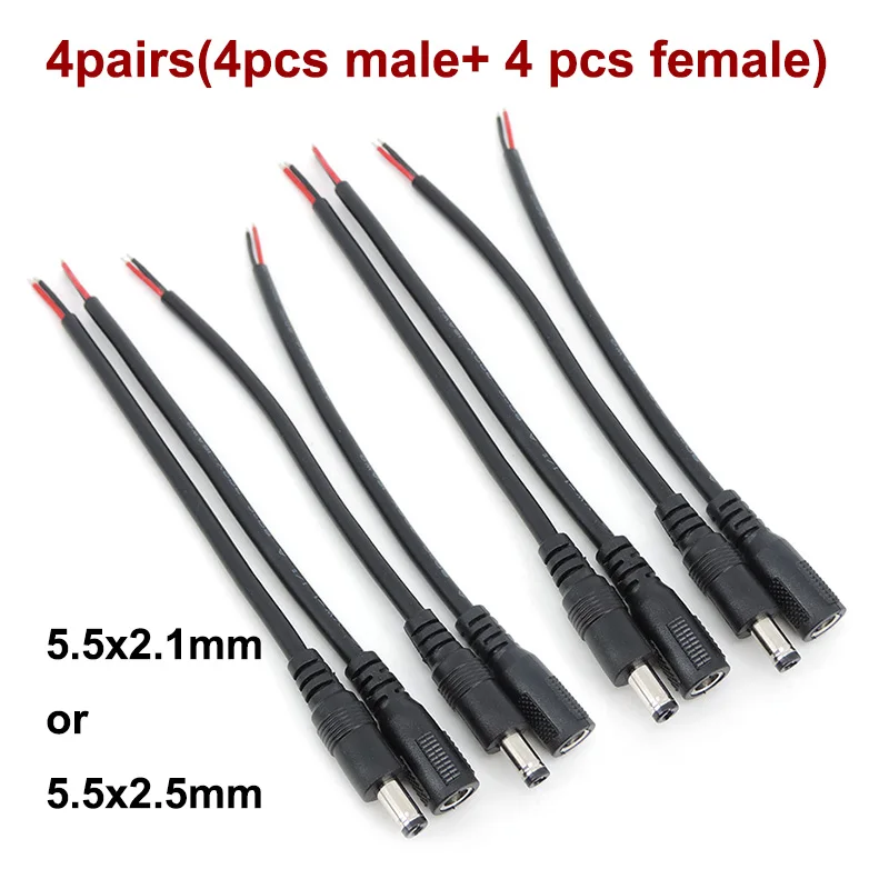 18 cm 18awg 7A DC Männlich Weiblich Netzteil Stecker Kabel 5,5x2,1mm 5,5x2,5mm Kupfer kabel Für LED Streifen licht Kamera 2,1mm 2,5mm