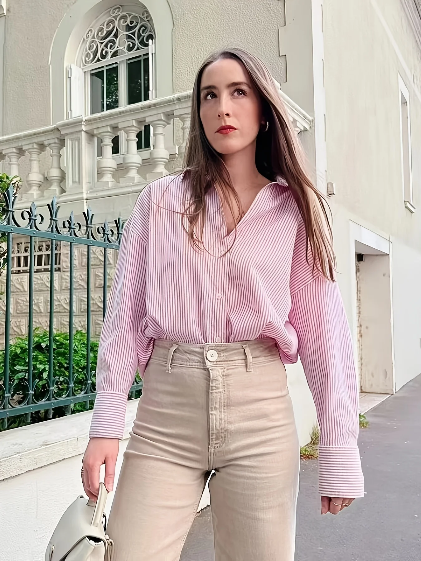 

Ladies Spring Autumn Striped Shirt Women Cotton Oxford Long Sleeve Causal Elegant Loose Blouse Shirt Chic Crop Tops Mujer Female