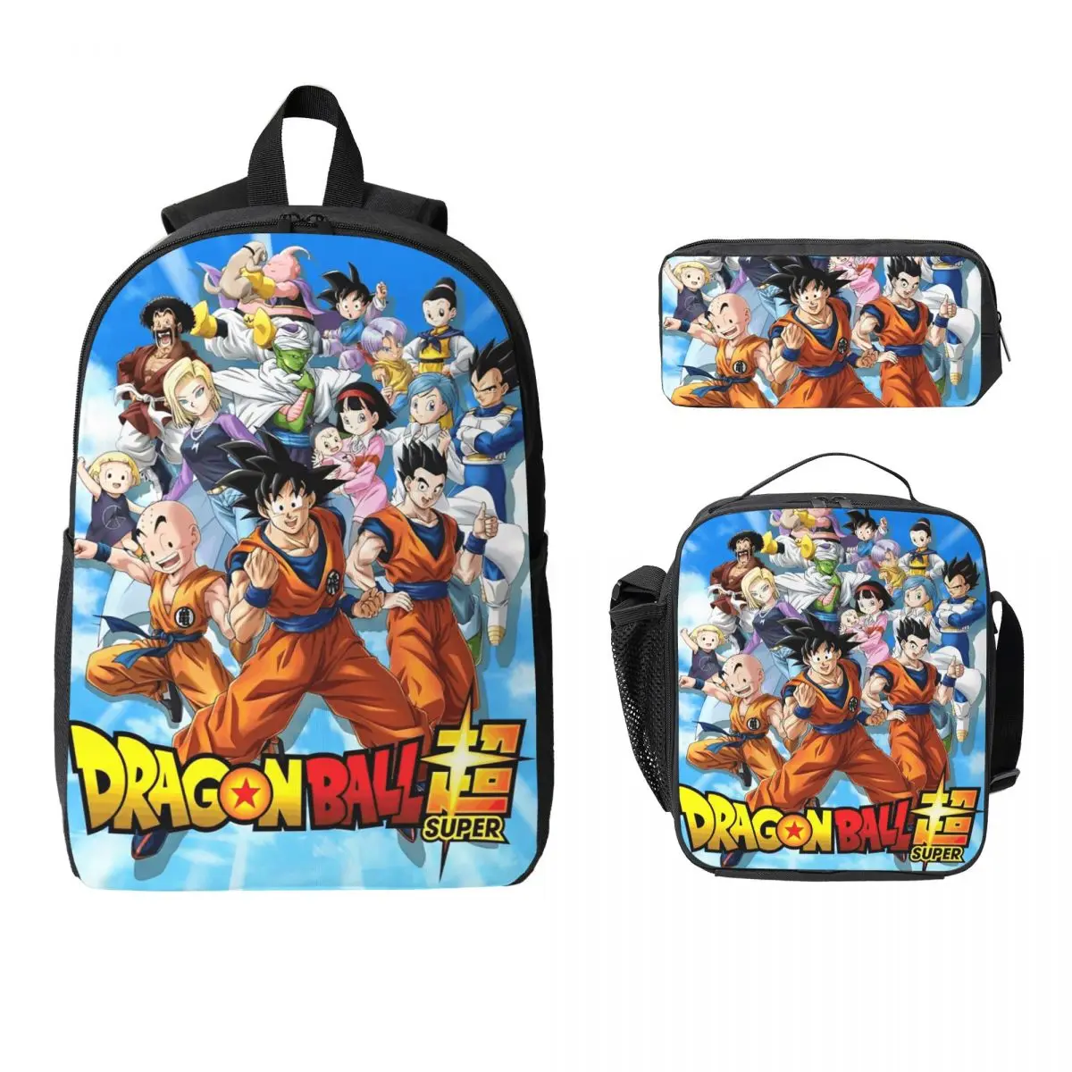 

3Pcs DragonBallZ Accessories Backpack Set for Kids Pen Bags Bookbag Sets with Lunch Box For School Students Daypack