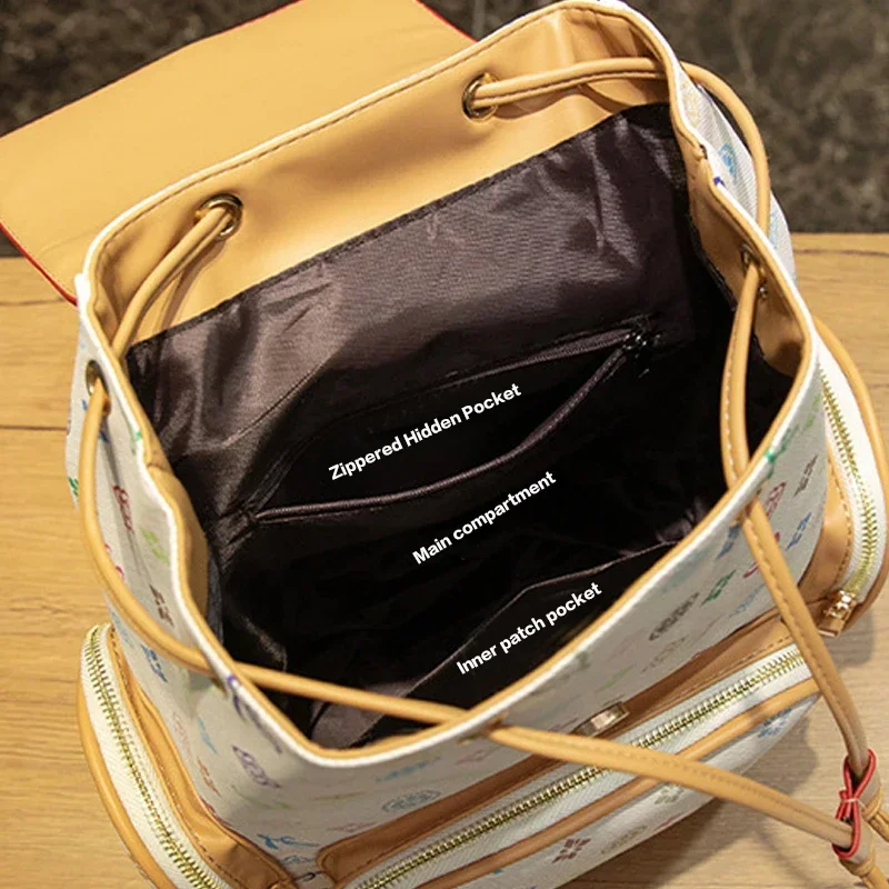 حقيبة ظهر نسائية عصرية بنمط مطبوع كاجوال برباط حقيبة مدرسية للاستخدام اليومي للتنقل للسيدات