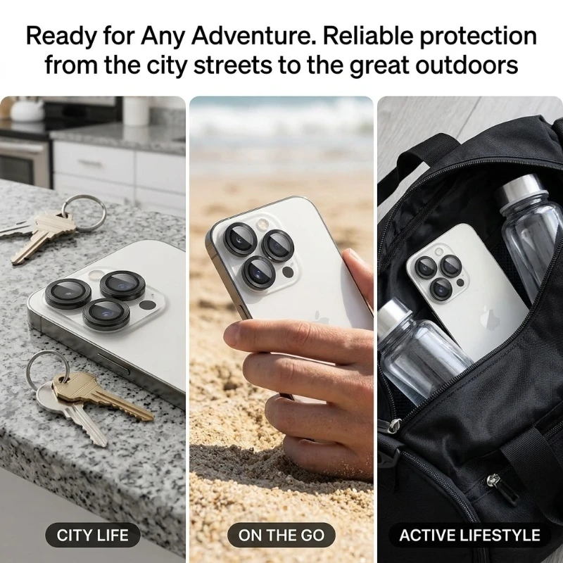 Metal Ring Camera Lens Protector Tempered Glass Lens Cover Caps  Anti‑Scratch Dust Proof Individual Lens Protectors for Phone