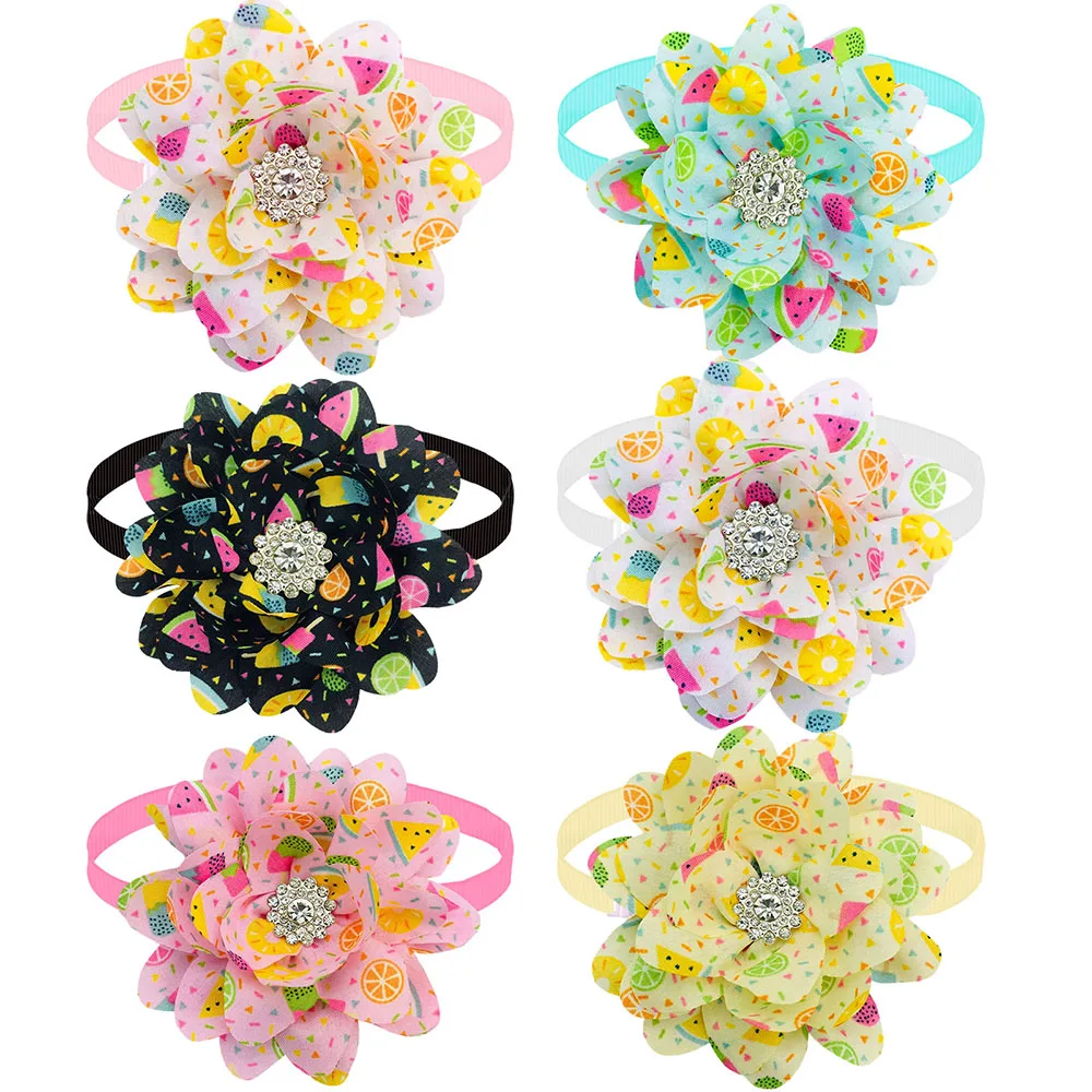 Imagem -06 - Bowties Flor para Cães Moda Dianomd Pet Dog Bow Tie Collar Verão Dog Pet Grooming Acessórios para Cães Pequenos Novo 50 Pcs