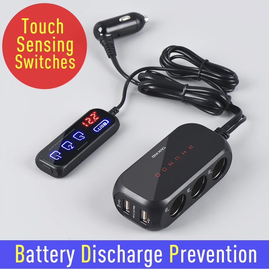 three way car cigarette lighter socket splitter 7-in-1 Charger Power Adapter 120W 3 Socket Forever Car Cigarette Lighter Socket