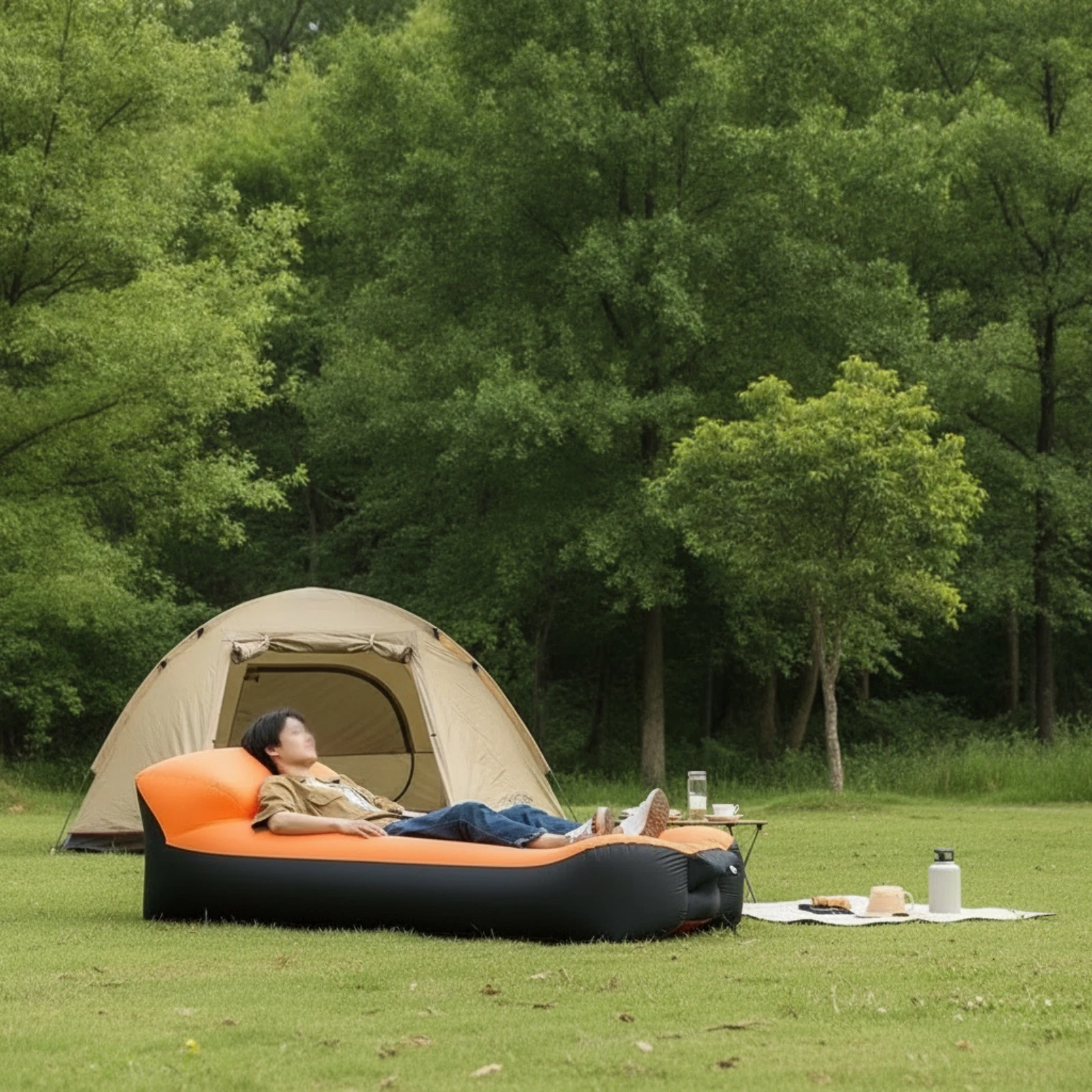 Inflatable Lounger Portable Air Lounger with Carry Bag Air Sofa with Carry Bag Foldable Furniture Weather-Resistant for Campers