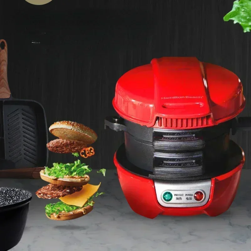 Home burger machine. Small breakfast machine. Multi-function for light food like bread sandwiches. A breakfast maker