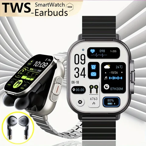 GPS 스마트 워치 TWS 블루투스 통화 헤드셋, 심박수 혈압 건강 모니터링 헤드폰, 음악 재생 스마트워치, 2 인 1