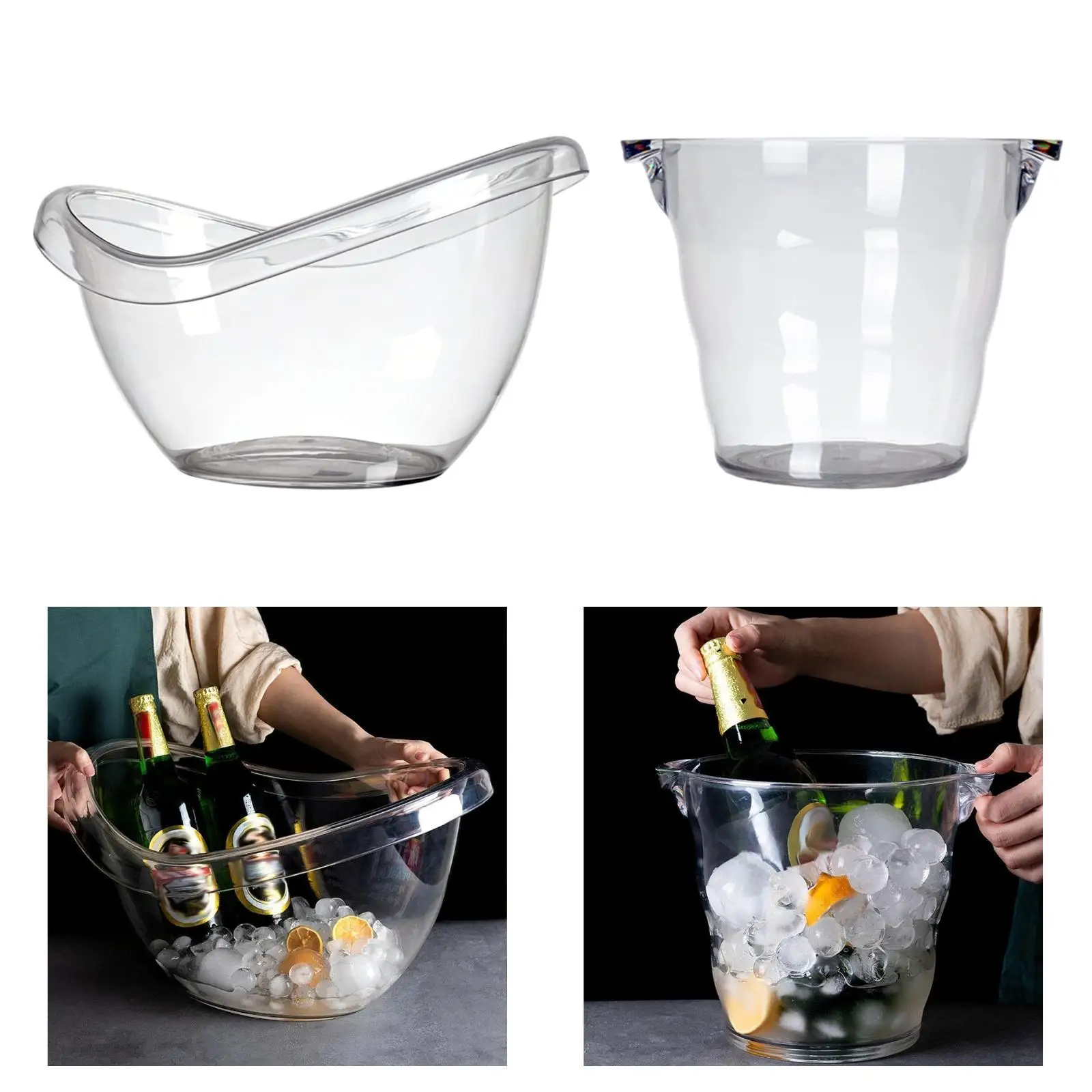 Large Oval Ice Cooler Sturdy Beverage Tub Transparent PC Ice Holder for Party Event Bar Occasions