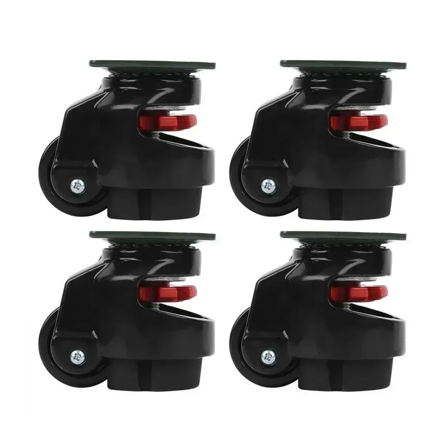 4Pcs Heavy Duty Leveling Casters 360 Degree Swivel Retractable Caster Wheel with Rubber Foot for Furniture Equipment Workbench