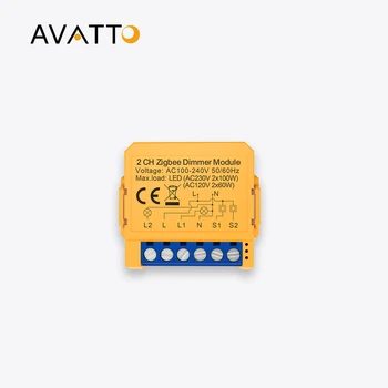 AVATTO Tuya ZigBee Akıllı Dimmerler Anahtar Modülü Mini 2 Yollu Kontrol LED Işıkları Kısılabilir Anahtar Alexa Google Home ile Çalışır