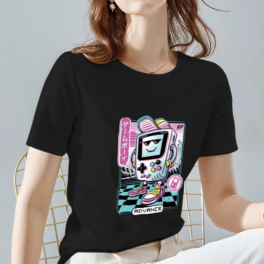 T Shirt Summer Harajuku Tops Women Style O-neck 2022 Black Tee Streetwear  Casual Short Sleeve Japan Patter