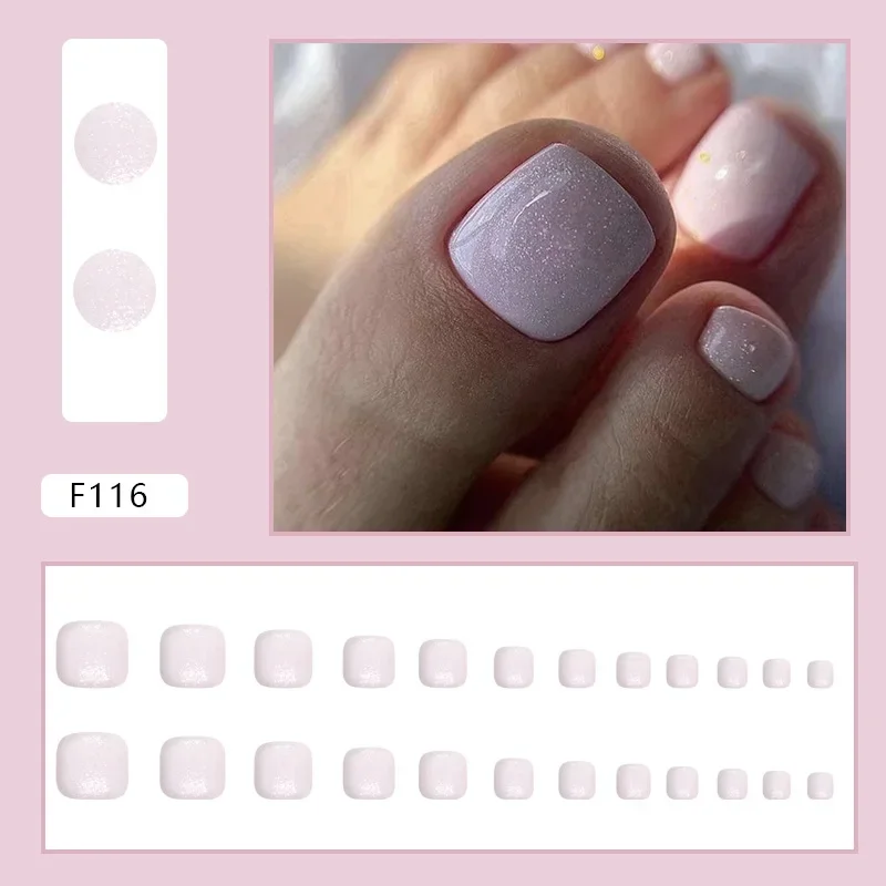 24Pcs Nude Color Press on Toenails Full Cover Solid Color Fake Toe Nails Short Square False Nail for Women Feet Decor view 6
