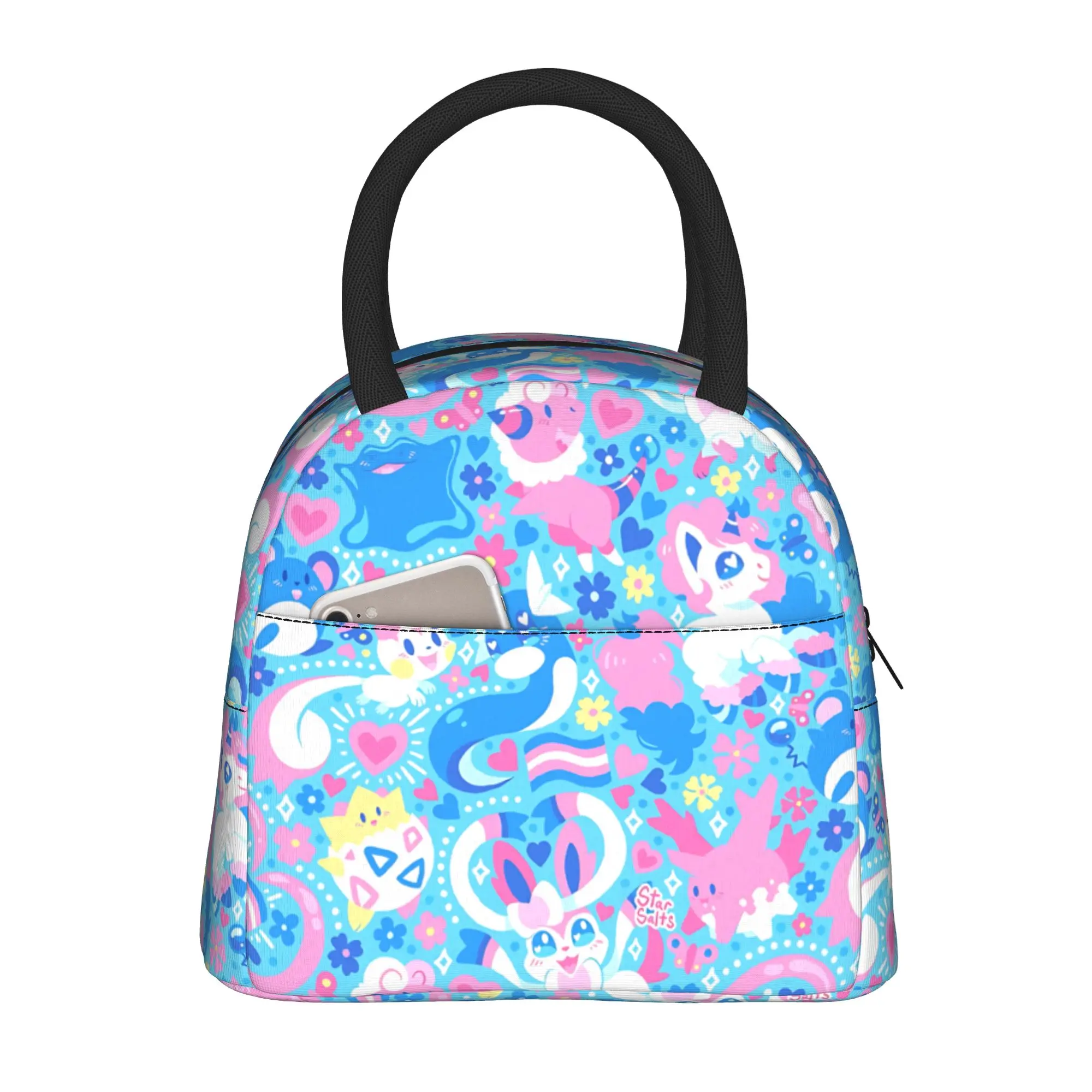 Cartoon Pokemon Theme Handbag Insulated Lunch Bag Ice Pack Rice Bag  bolsa Student Bento Lunch Handbag Insulation