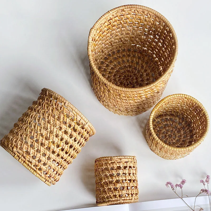 

Handmade Rattan Storage Box, Cosmetic Pen Holder, Tea Accessories, Tableware Storage Decoration, Household Storage Basket