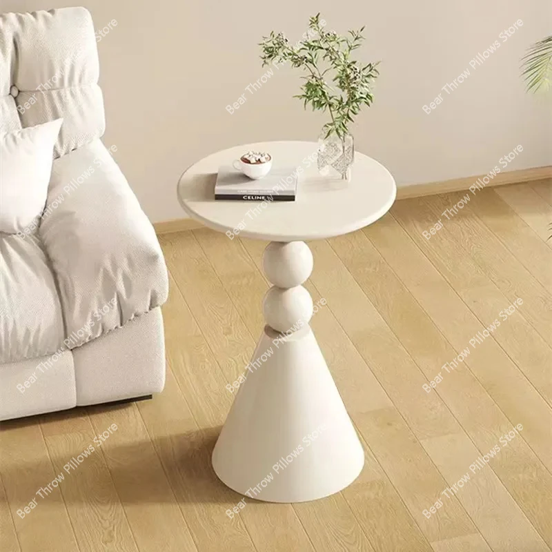 Scandinavian Side Table Small Household Cream Living Room Round Creative Coffee Table Sofa White Side Table