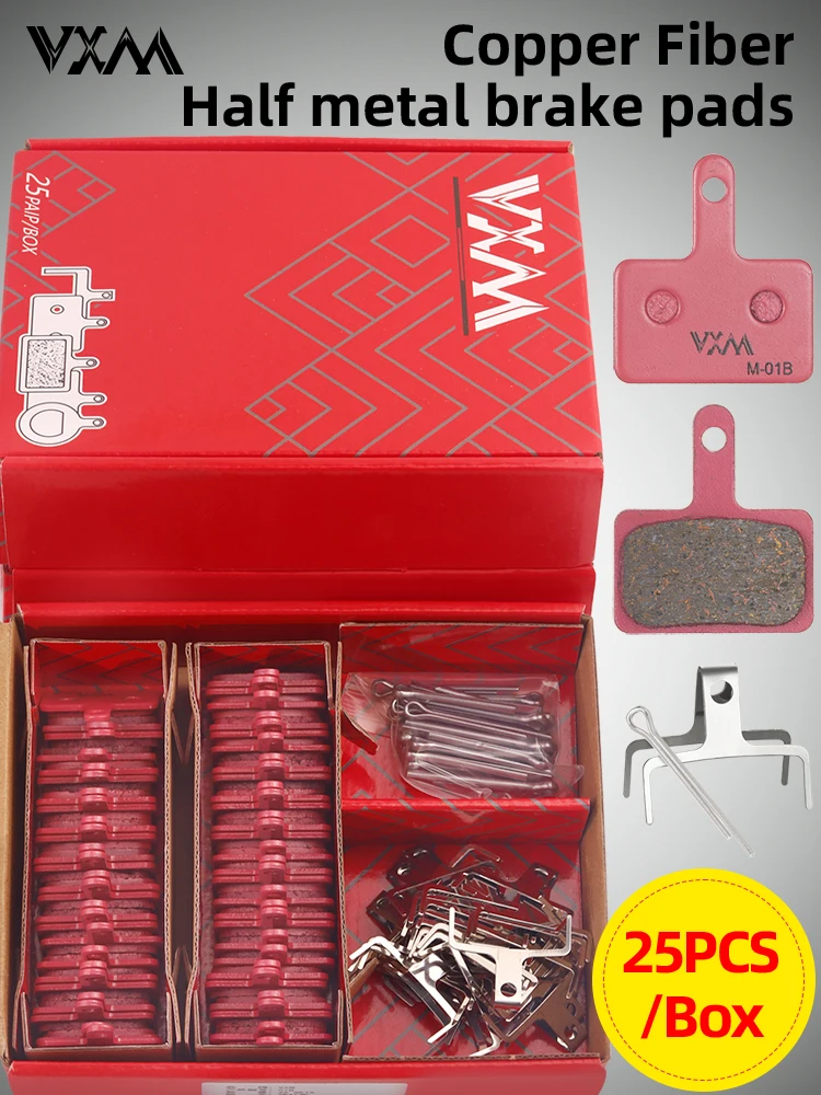 AliExpress VXM MTB Bicycle Disc Brake Pads 25 Pairs Of Boxed Oil Brake Pads Copper Fiber Semimetal Bike Disc Brake Accessories