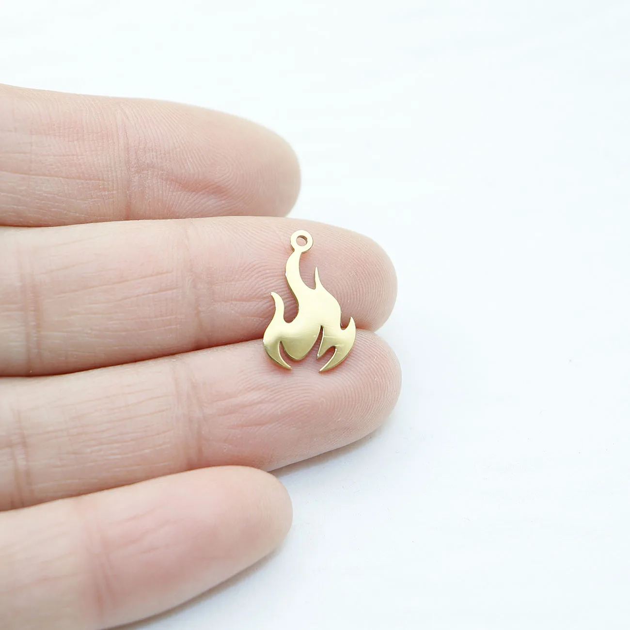 10pcs Stainless Steel Fire Fashion Jewelry Accessory Charms Pendant DIY Handcraft Vacuum Plate Waterproof Antiallergic view 4