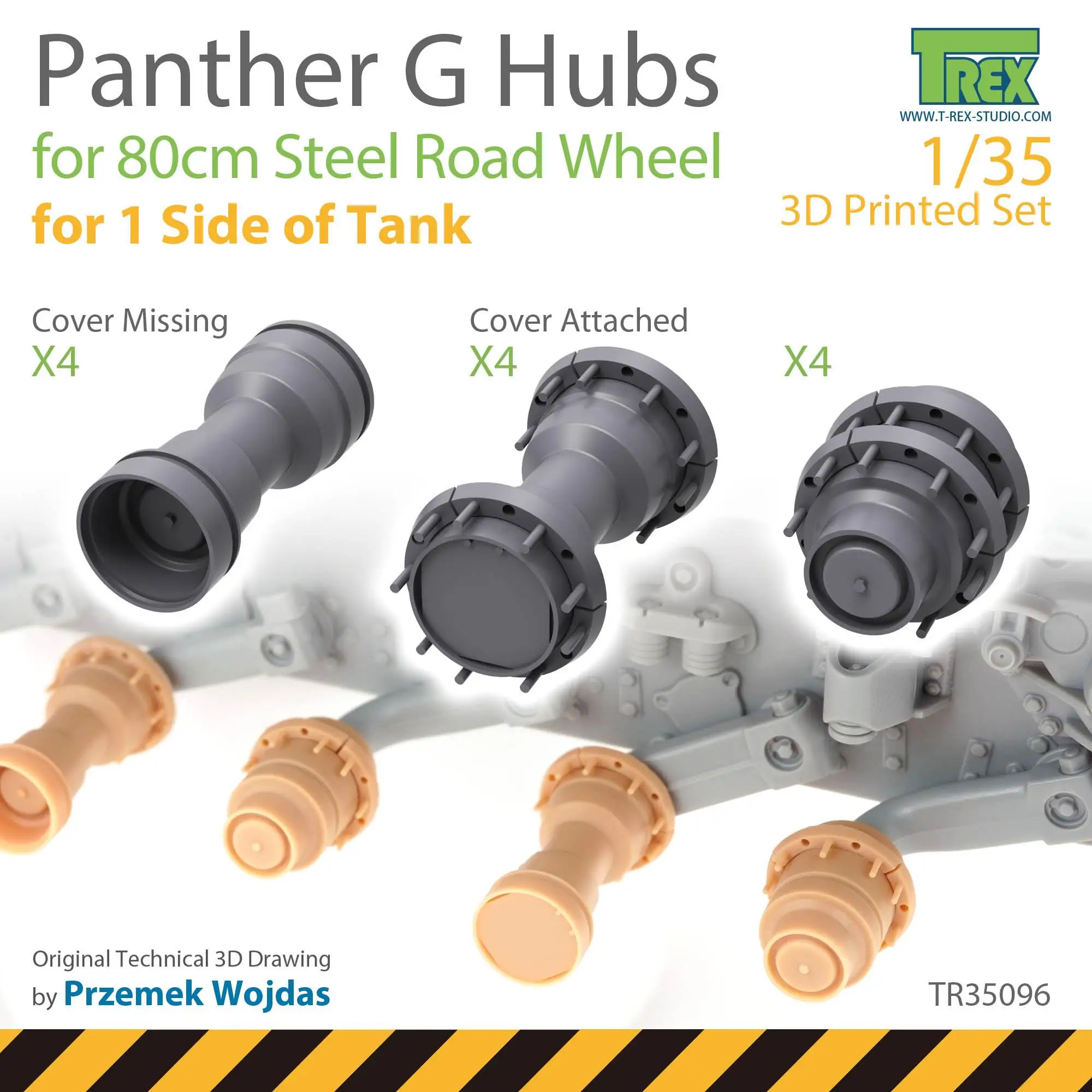 

T-REX 35096 1/35 Panther G Steel Road Wheel Hubs Set (for 1 side of tank) for TAKOM/DRAGON