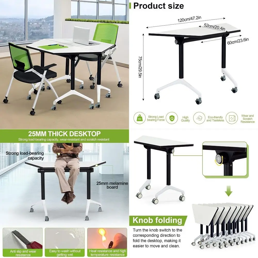 

6 FT Conference Table for 68 People, Modern 71 L x 38 W Large Meeting Table with Storage Shelf amp Cable Grommet, Rectangle Con