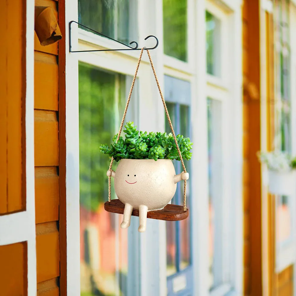 Cute Wall Planter Resin Plant Succulent Pots Creative Wall Hanging Head Planter Multifunctional Home Garden Patio Accessories