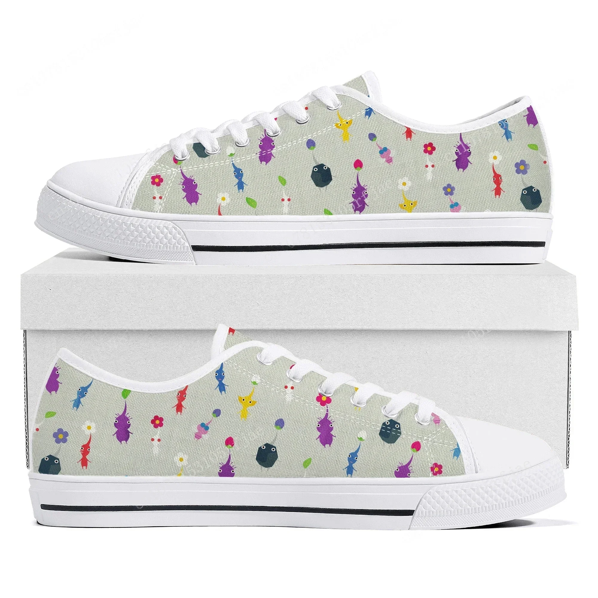 

Pikmin Low Top Sneakers Hot Cartoon Game Womens Mens Teenager Fashion Canvas Sneaker Couple Custom Built Shoes
