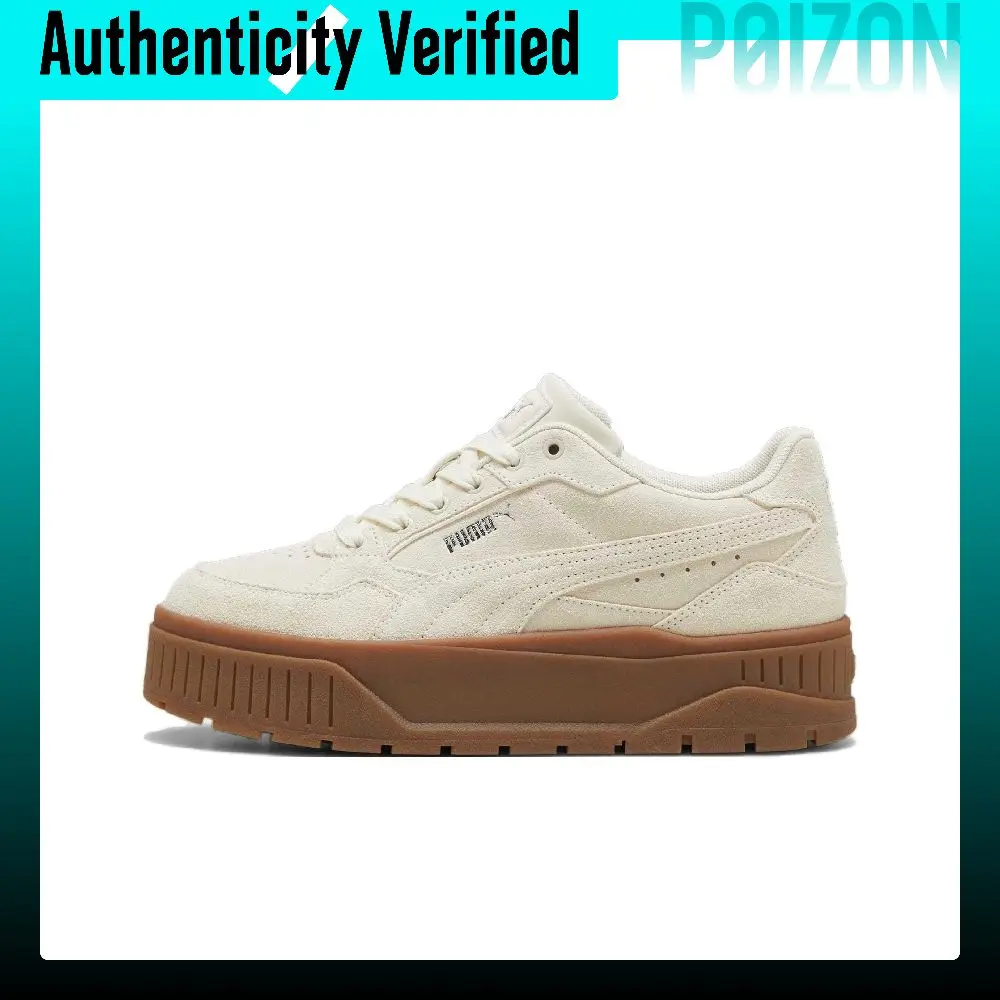 PUMA Karmen Cow Leather, Textile Cushioning Low top Skateboard Shoes Women's Beige 397462-04