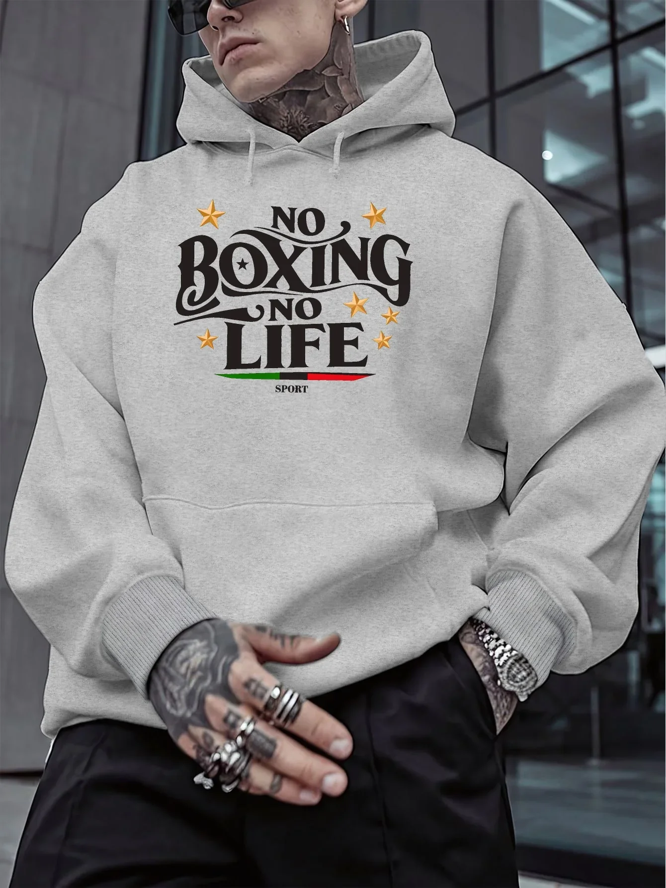 Moletom com Capuz de Boxe Unissex, para Luta, Academia, Fitness, Treino, Esporte, Moletom Esportivo Oversized e Moderno