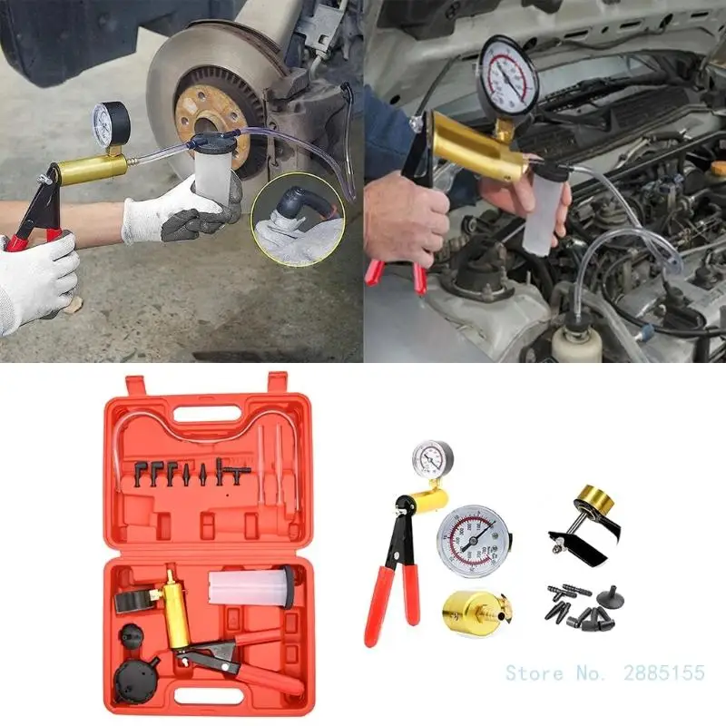 2 in 1 Automobile Handhelds Vacuum Brake Bleeder for Motorbike 16pcs Brake System Bleeding Tool