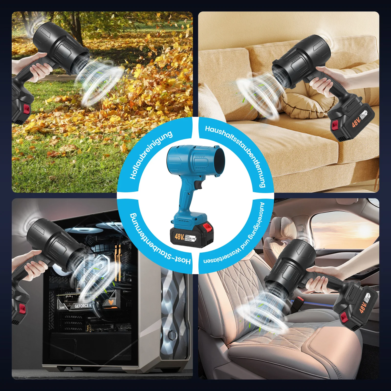 Battery Blower For Makita 18 V Battery Cordless Blower Up To 80 M/s For Lawn Care, Leaf Blowing, Car Garden Corner Dust Cleaning