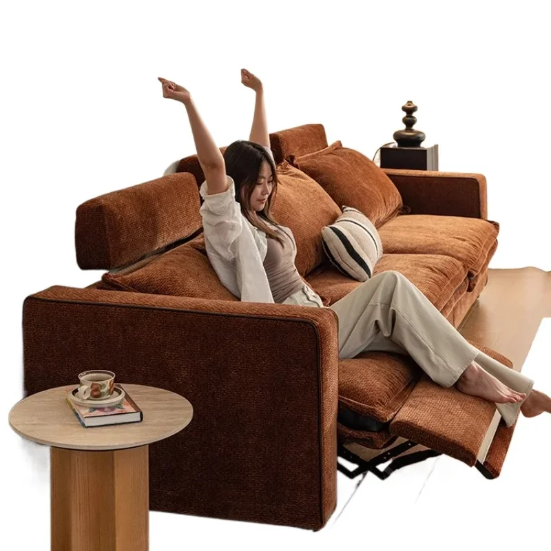 

Nordic style fabric sofa living room 2025 new electric function sleepable reclining straight sofa