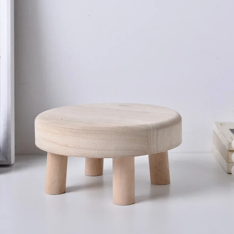 Changing Stool Small Wooden Stool Wooden Low Stool Children's Stool Home Flower Pot Frame Entrance Round Shoe