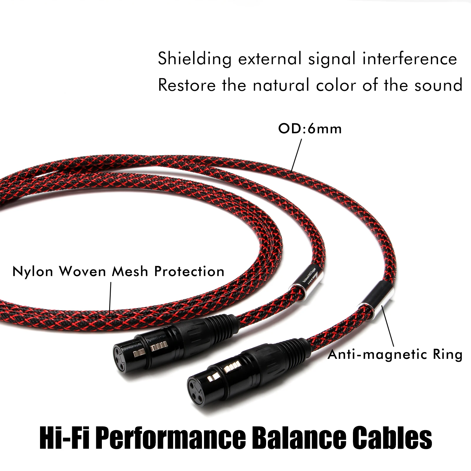 Paar-XLR-Kabel, XLR-Stecker, 5N OFC, symmetrisches Verbindungskabel mit vergoldeten Steckern – Detail 6