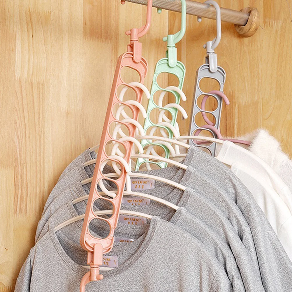

10Pcs Multifunctional Clothes Hanger Organizer PP Material 9 Hole Storage Rack for Closet Space Saving Tidy Home Grey