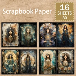 16 Sheets A5 Size Mysterious Magic Queen Magic Momentum Background Vintage Grunge Journal Planning Scrapbooking