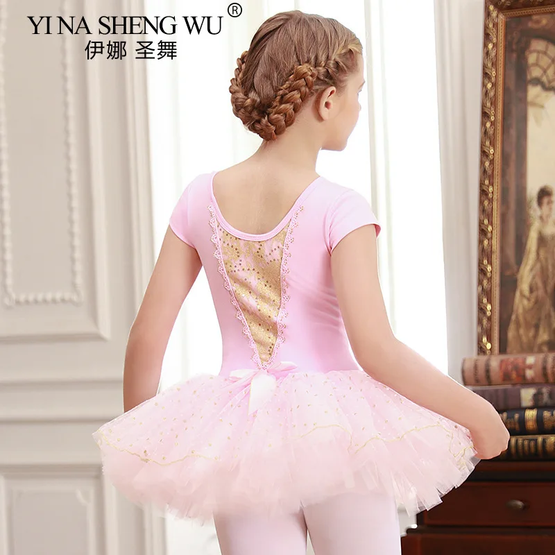 Robe Tutu de danse de Ballet pour filles, manches courtes/longues, en Tulle, avec nœud papillon, pour patins, gymnastique, noël, fête d'anniversaire, justaucorps rose