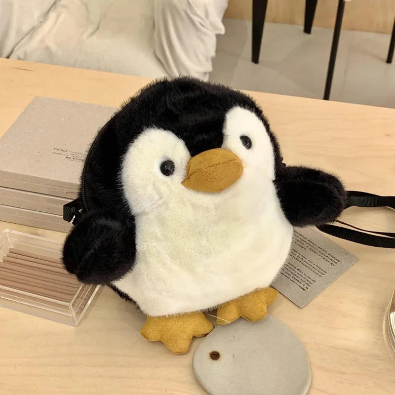 Nuevo bolso cruzado de pingüino de peluche de dibujos animados, muñeca de juguete, lindo pingüino Animal, monedero de peluche, mochila de viaje, regalo para niños
