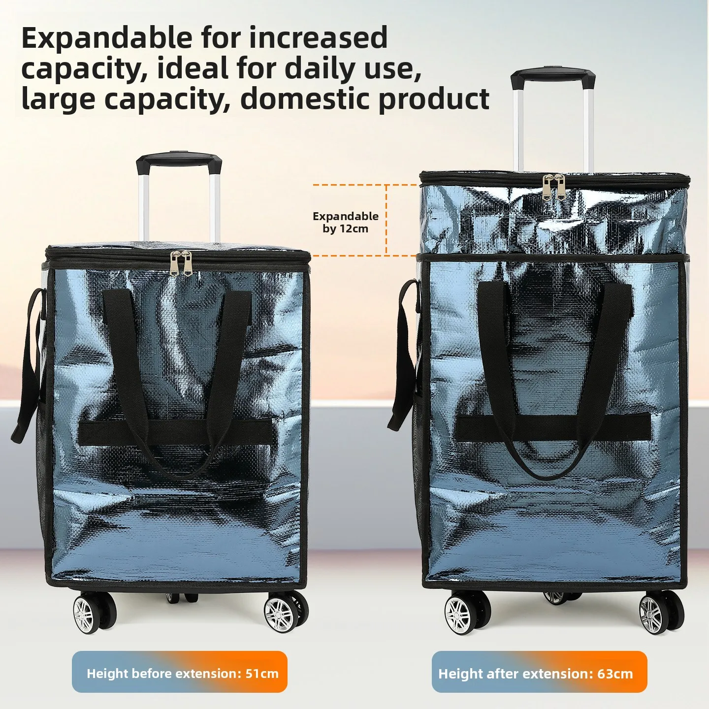 Super Large Capacity Shopping Bag with Universal Wheels Travel Bag Shopping Cart Home User Outdoor Travel Bag Pull Rod Bag