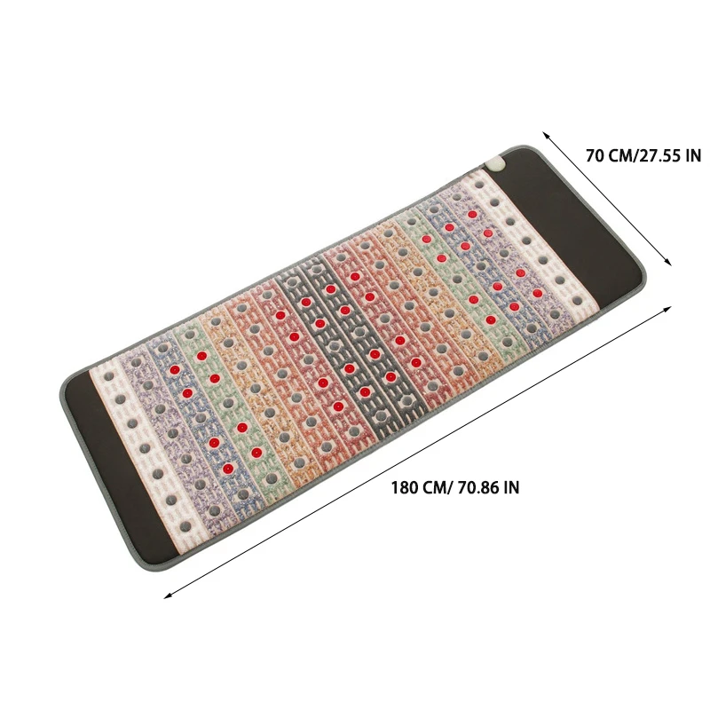 180*70 CM PEMF Neck And Back Massager Electric Chakra Gemstones Massage Mat With Heating Pad For Detoxification And Health Care