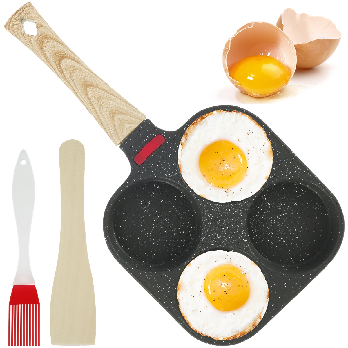 

4 Cups Aluminum Egg Frying Pan Non-stick Mini Omelet Pancake Frying Pan Versatile Breakfast Egg Skillet for Home Kitchen Cooking