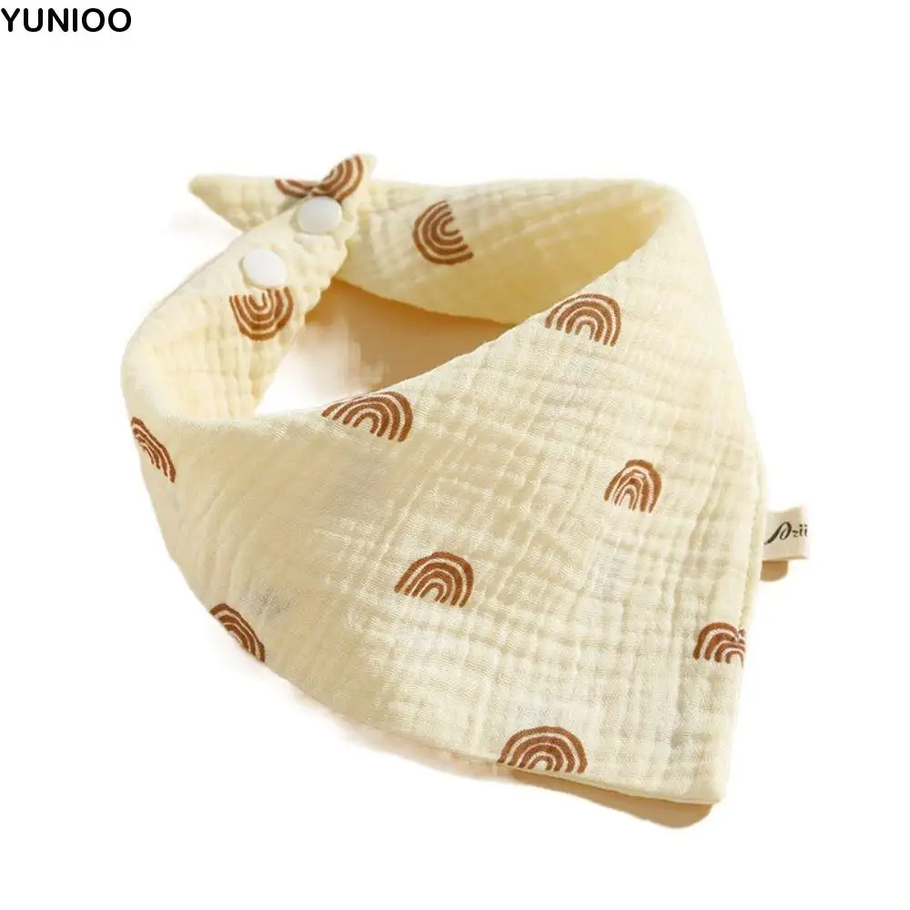 

Feeding Towel Printing Baby Muslin Bibs Snap Button Solid Color Saliva Towel Cotton Ruffle Burp Cloths Infant Scarf