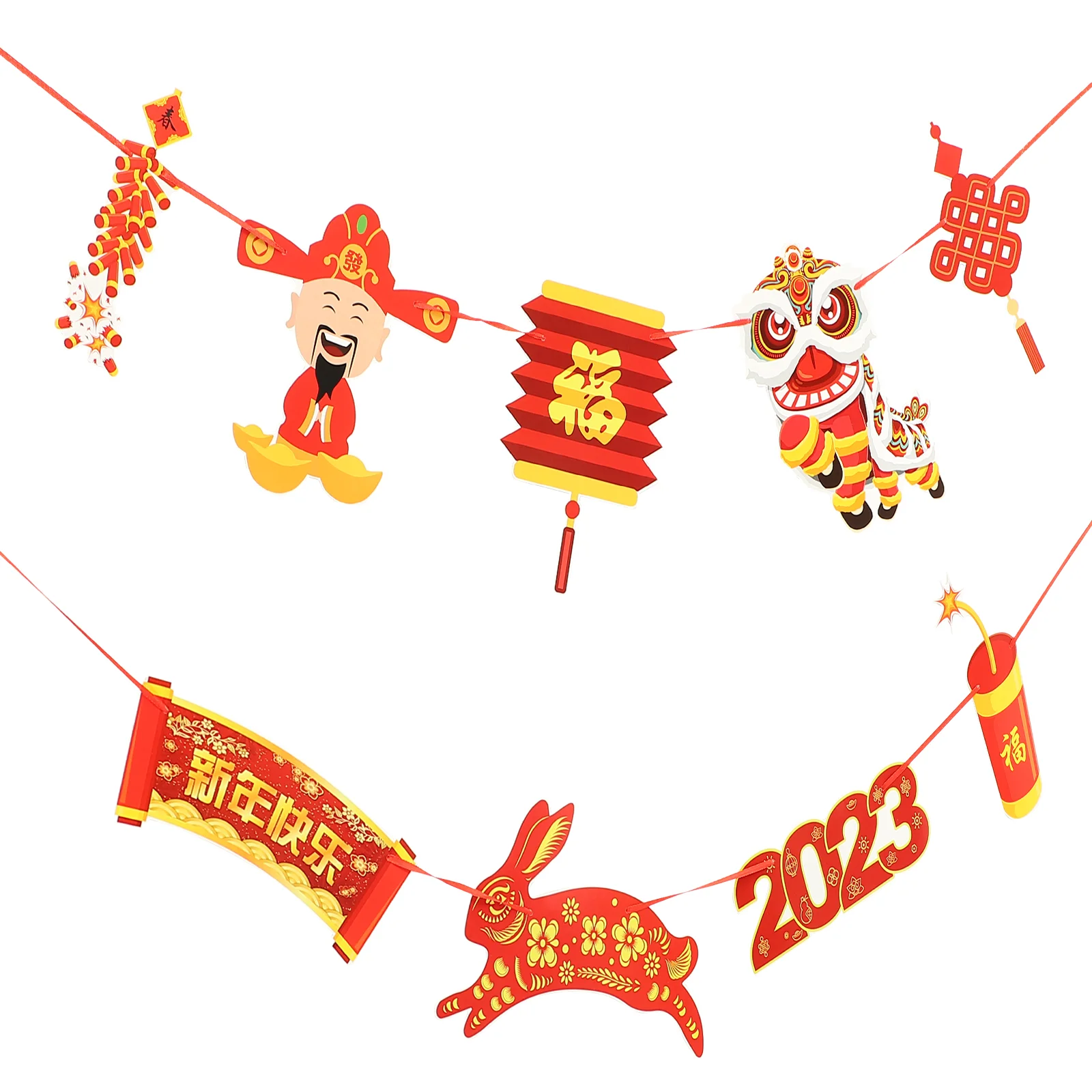 2 Pcs 2023 New Year Pull Flag Decor Banner Banners Props Hanging Eve Decoration Paper Party