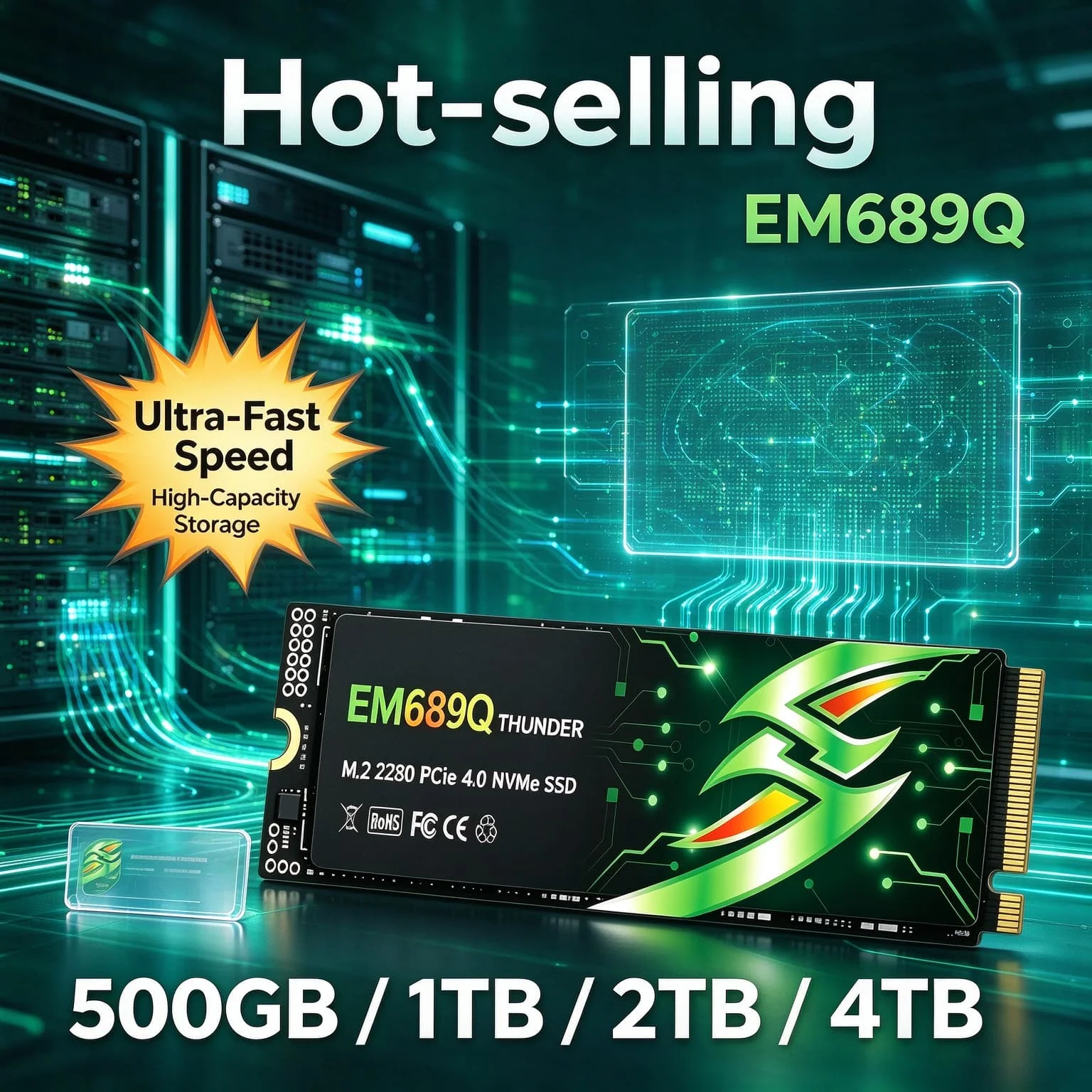 Quick Transfer Storage EM689Q M.2 NVMe Inside Solid State Drive 4TB 500GB 1TB 2TB PC Gaming Desktop Laptop Prime Elite