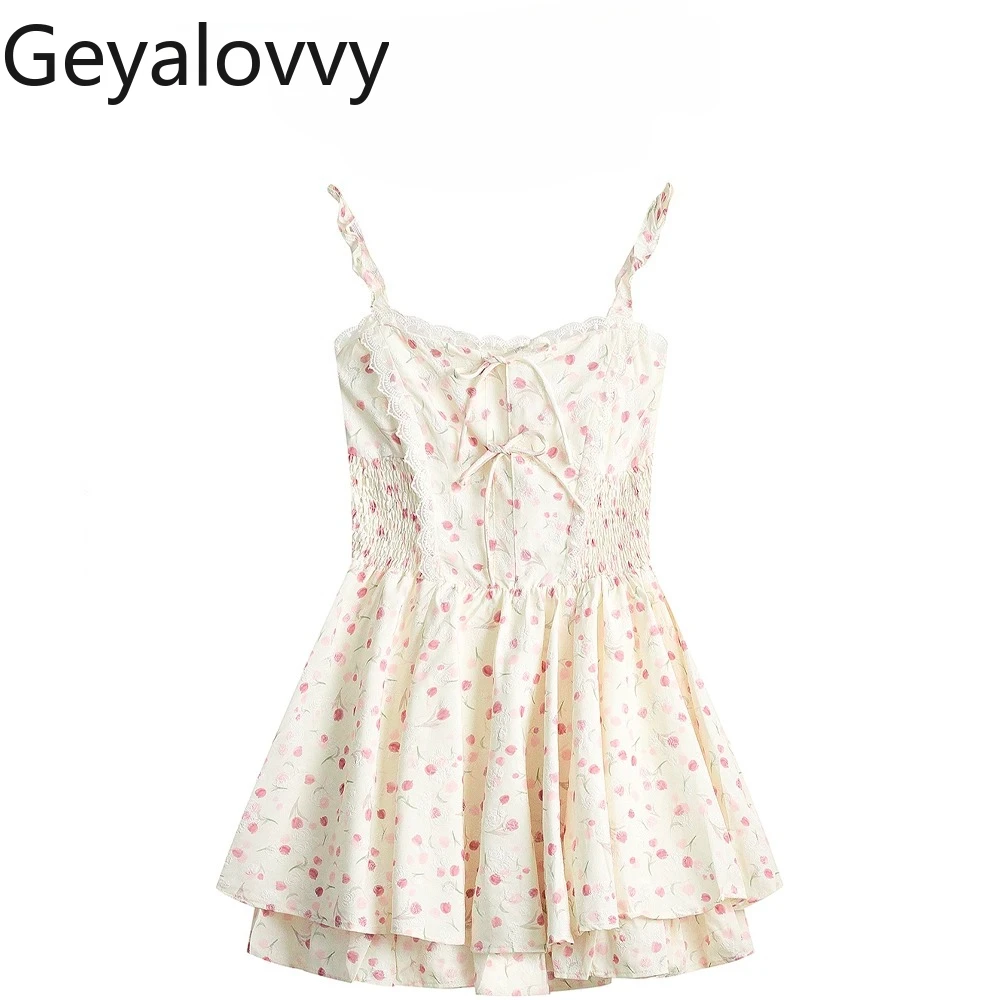 

Летнее новое горячее платье для девочек в сексуальном стиле Pure Desire с цветочным ремешком, милое платье без рукавов с бантом и кружевом на талии для похудения