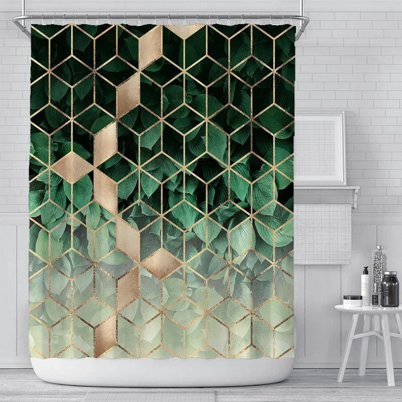 200x180cm 3D geometric marble print bathroom shower curtain polyester waterproof home decoration   with hook