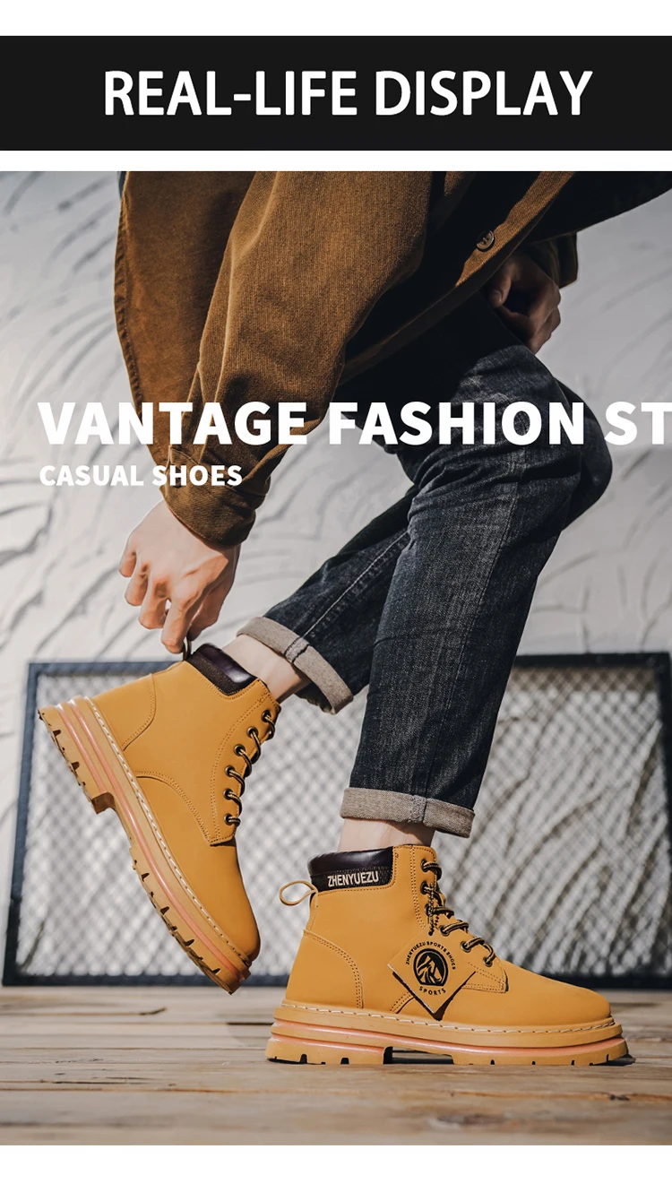 Modische Herren-High-Top-Stiefel, weiches Komfortfutter, verschleißfeste Sohle, ideal für Outdoor-Sport und Wandern. – Detail 8