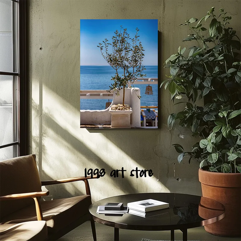 Bulgaria Landscape Olive Tree,sea Beach Flower Red Roses Art Poster Canvas Painting Wall Prints Picture Living Room Home Decor
