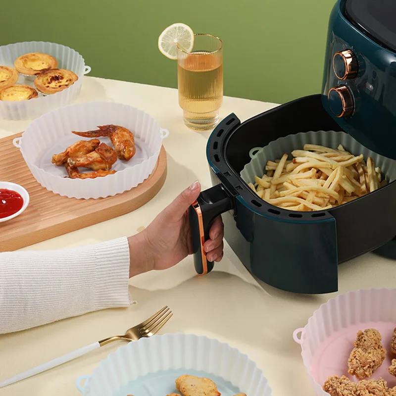 2 Chiếc Nồi Chiên Không Dầu Air Fryer Silicon Giỏ Khuôn Silicon Airfryer Lò Khay Nướng Bánh Pizza Gà Rổ Khuôn Silicone Cho Không Khí fryer